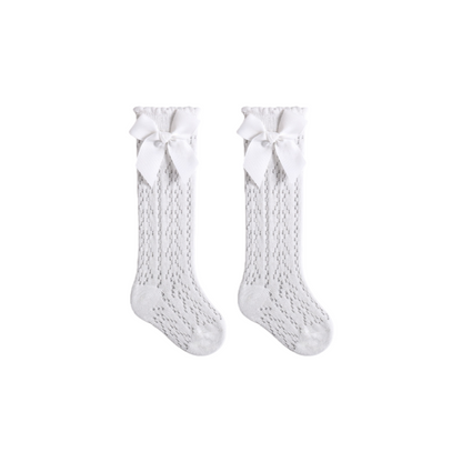 Baby Girls Knee High Mesh Breathable Spring & Summer Princess Socks with Bow