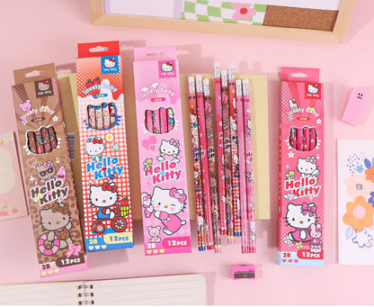 12pcs Cartoon Character 2B Pencils Set Sketching, Drawing & Writing Pencil Set
