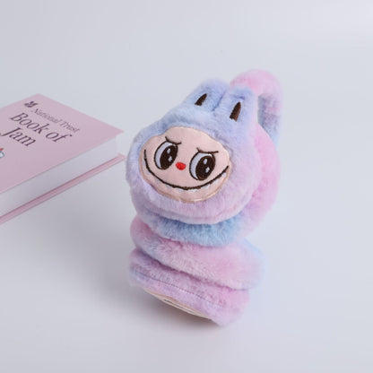 Winter Labubu Tie Dyed Fuzzy Ear Muffs Warm Plush Earmuffs  Cozy Frost-Proof Ear Warmers