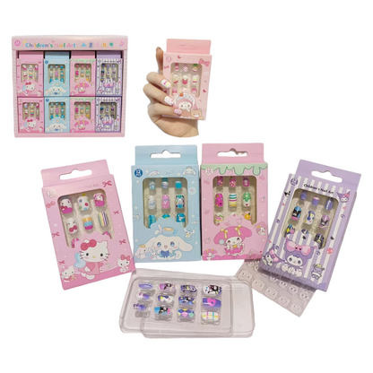 Kids Cute Cartoon Press On Nails Colorful Character Nail Art Sets