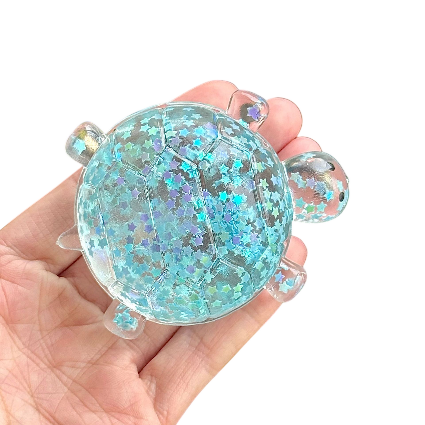 Glitter Turtle Squishy Stress Relief Toy with Taffy-Like Texture