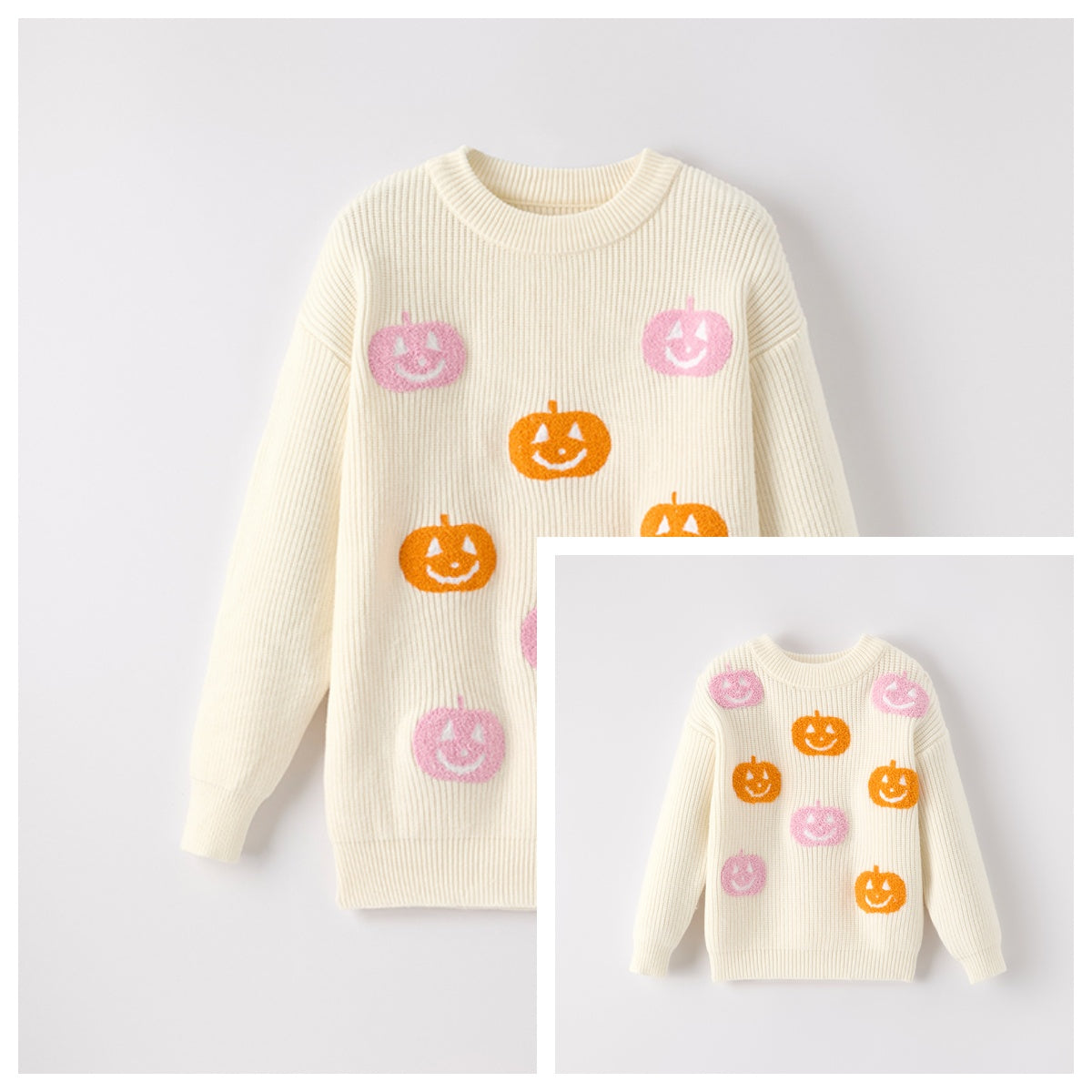 Mommy And Me Girls Halloween Ghost Applique Pink Sweater