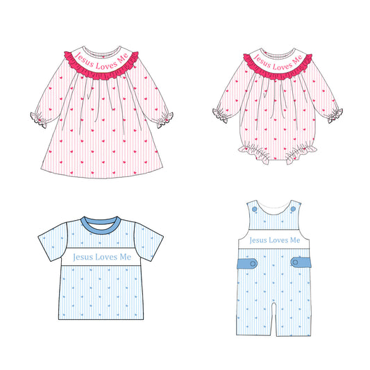 Valentine’s Day Kids Collection JESUS LOVES ME Smocked Embroidery