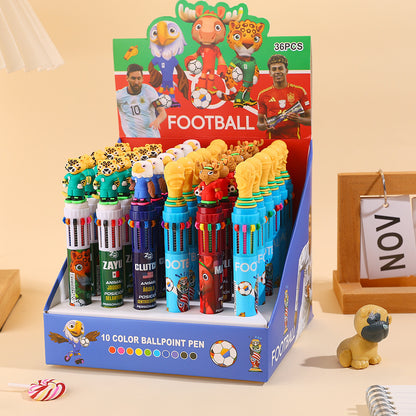 2026 The World Cup 10-Color Ballpoint Pen 3D Soft Rubber Design Press Gel Ink Pen