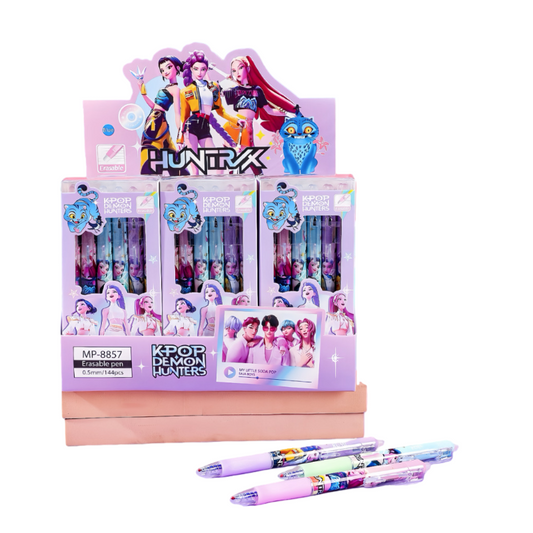 K-Pop Demon Hunter Cartoon Charactor Click Erasable Gel Pens 0.5mm Ink Set of 12 Stationery