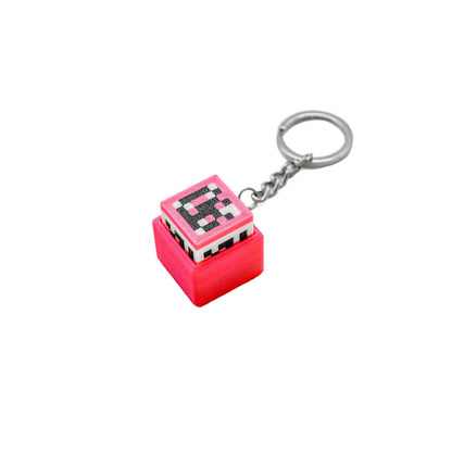 3D Printed Pixel Block Fidget Clicker Keychain – Mechanical Keyboard Feel Push Button Toy & Bag Charm