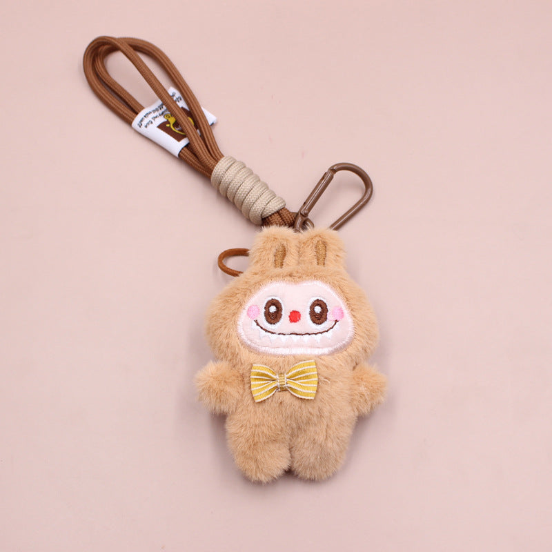 LABUBU Plush Keychain – Cute Cartoon Doll with Lanyard, Bag Charm & Key Holder