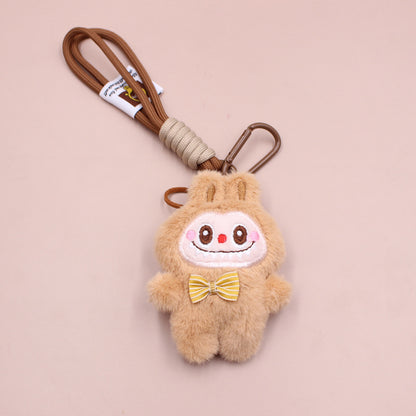 LABUBU Plush Keychain – Cute Cartoon Doll with Lanyard, Bag Charm & Key Holder