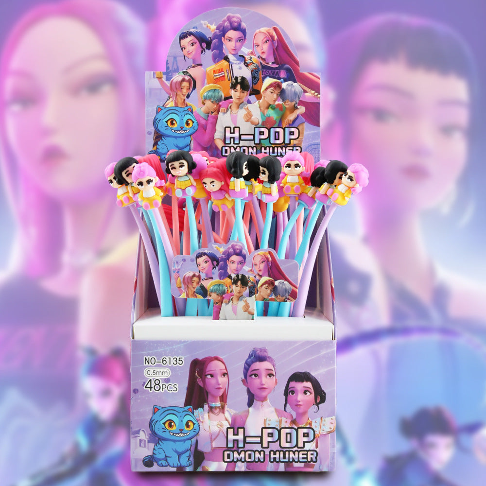 K-POP Huntr Shaker Gel Pen – Cute Silicone Character Neutral Pen for School & Office