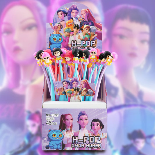 K-POP Huntr Shaker Gel Pen – Cute Silicone Character Neutral Pen for School & Office