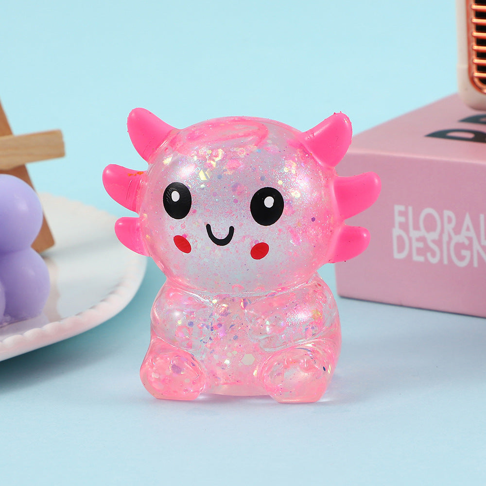 Cartoon Sequin Axolotl Squishy Toy Slow Rising Stress Relief Squeeze Toy