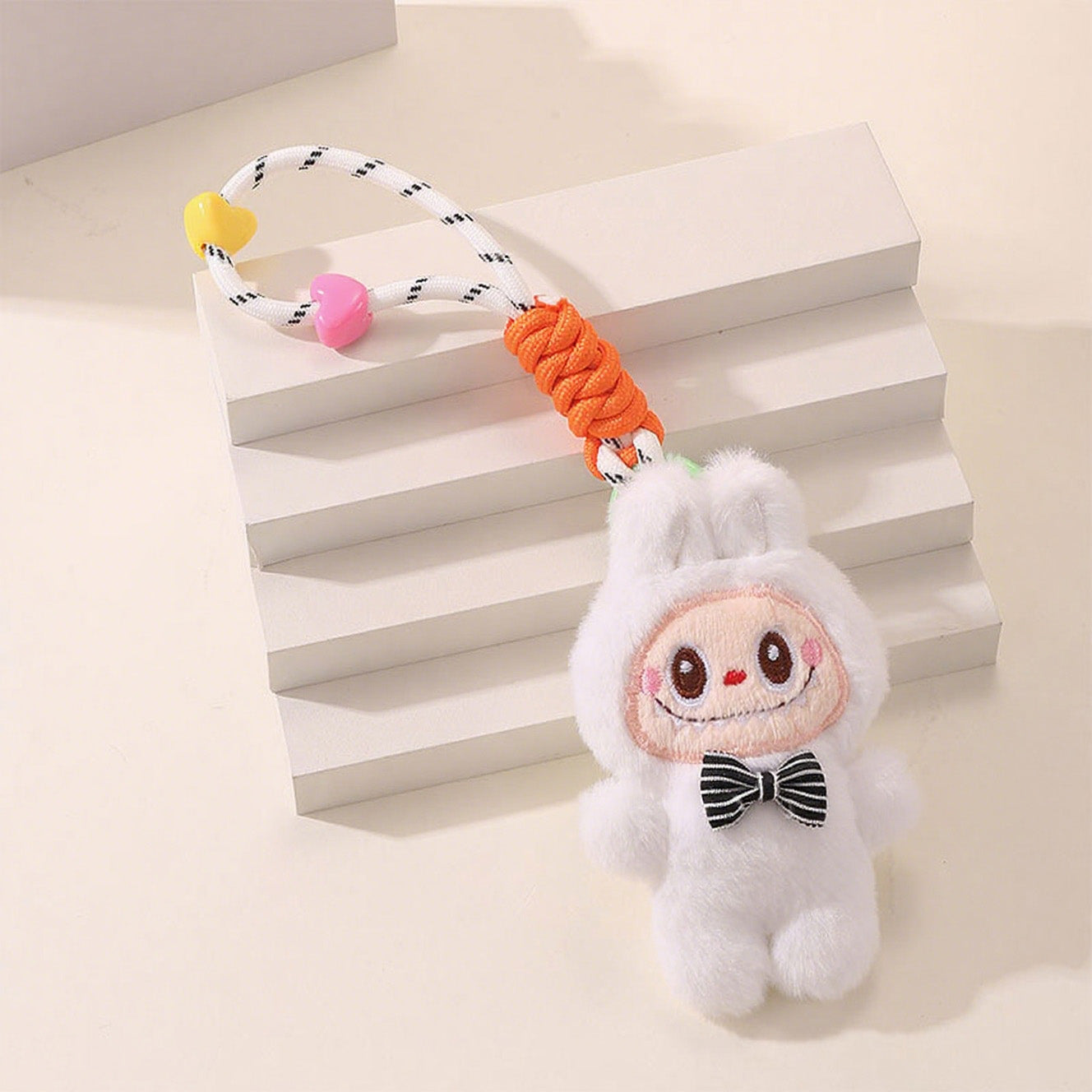 LABUBU Plush Keychain – Cute Cartoon Doll with Lanyard, Bag Charm & Key Holder