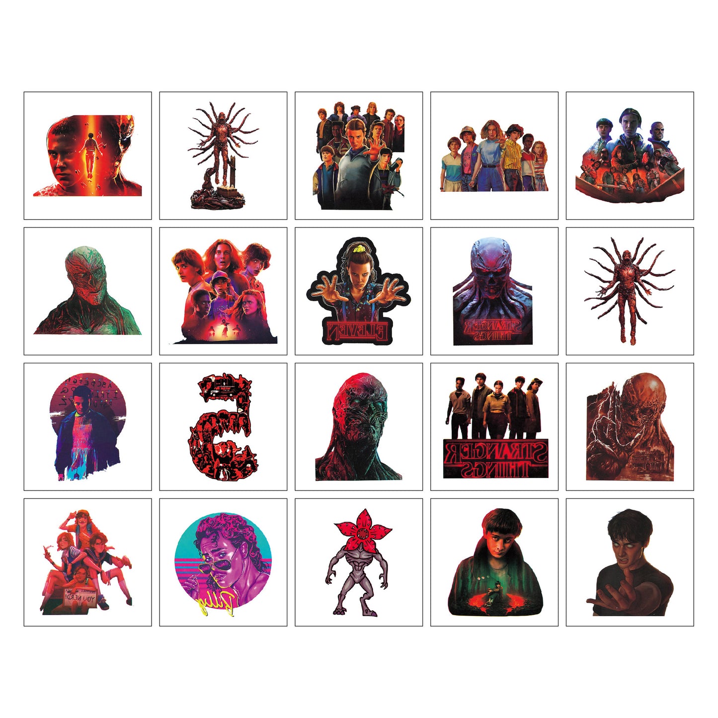 20 Sheets Stranger Things Colorful Cartoon Graffiti Temporary Tattoo Stickers