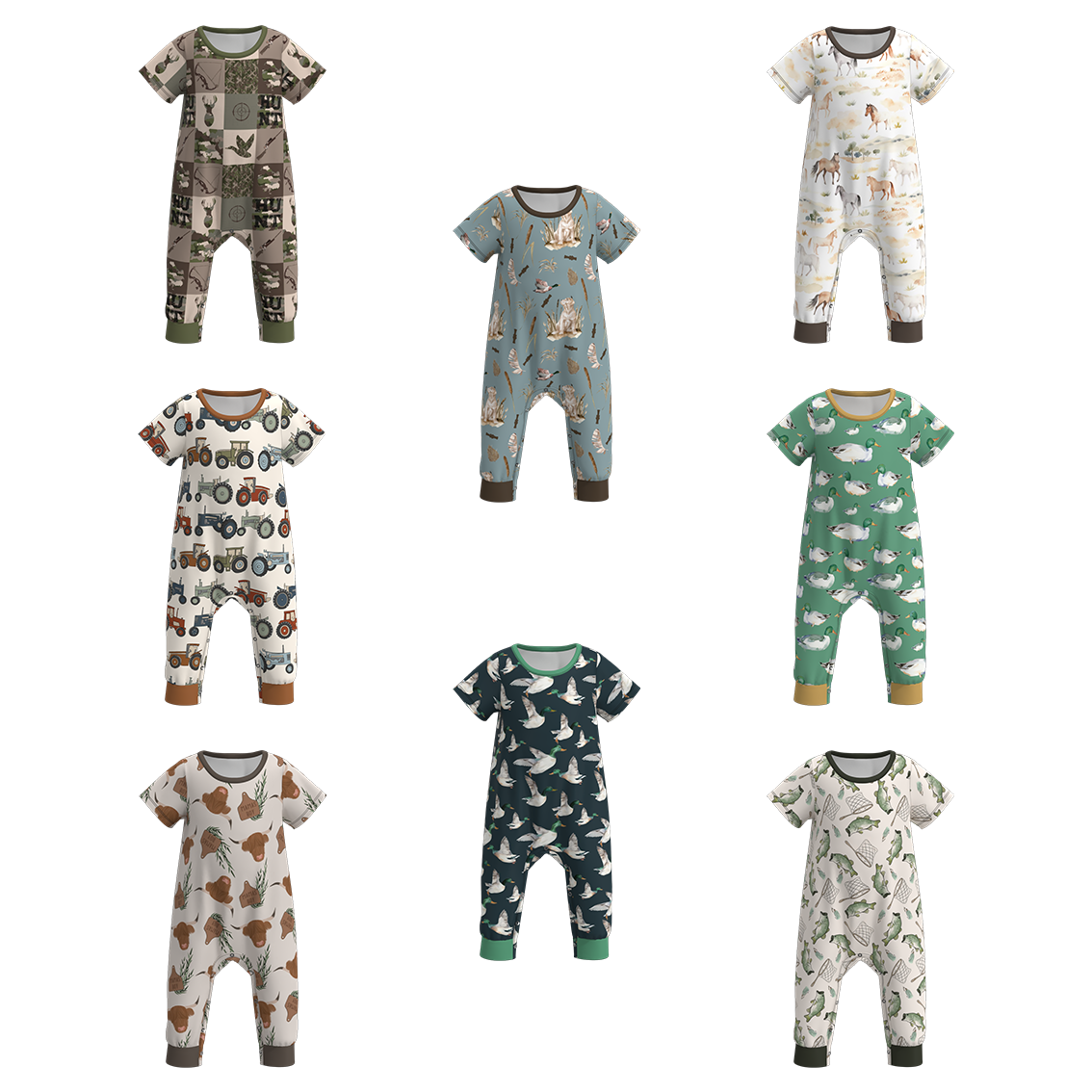 Summer Baby Boys Truck Animal Print Romper