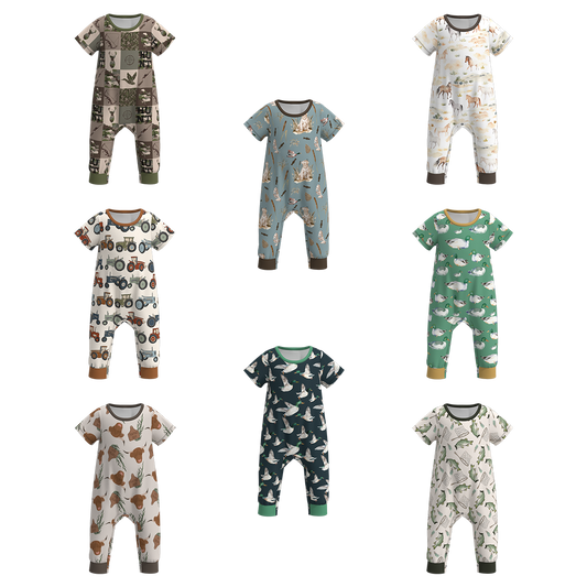 Summer Baby Boys Truck Animal Print Romper
