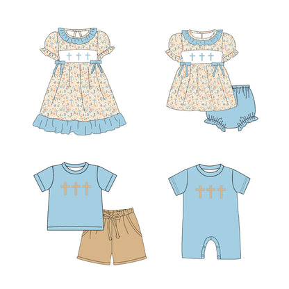 2026 Easter Cross Smocked Embroidered Floral Kids Collection