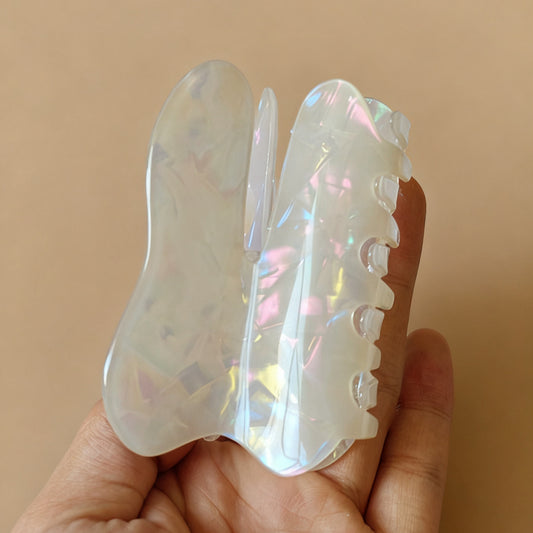 Playful Tooth Claw Clips – Iridescent Pearl White, Large & Mini