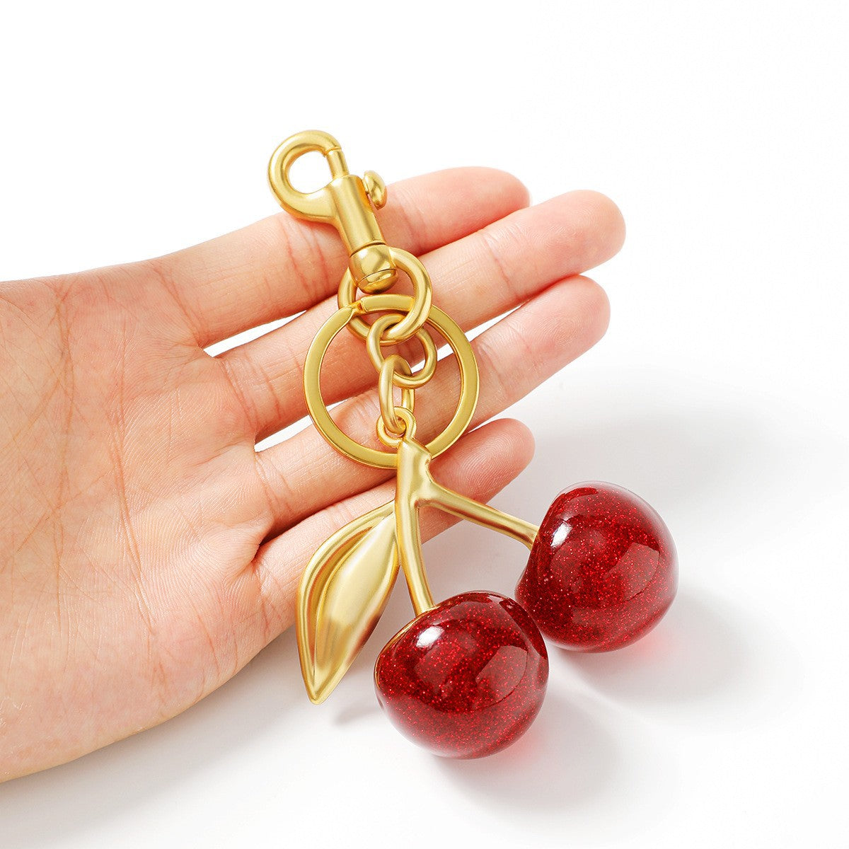 Resin Cherry Fruit Bag Charm Keychain Creative Car Hanging Accessory