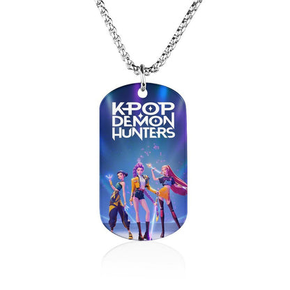 K-Pop Demon Hunters Stainless Steel Pendant Necklace Cartoon Anime Jewelry Accessory