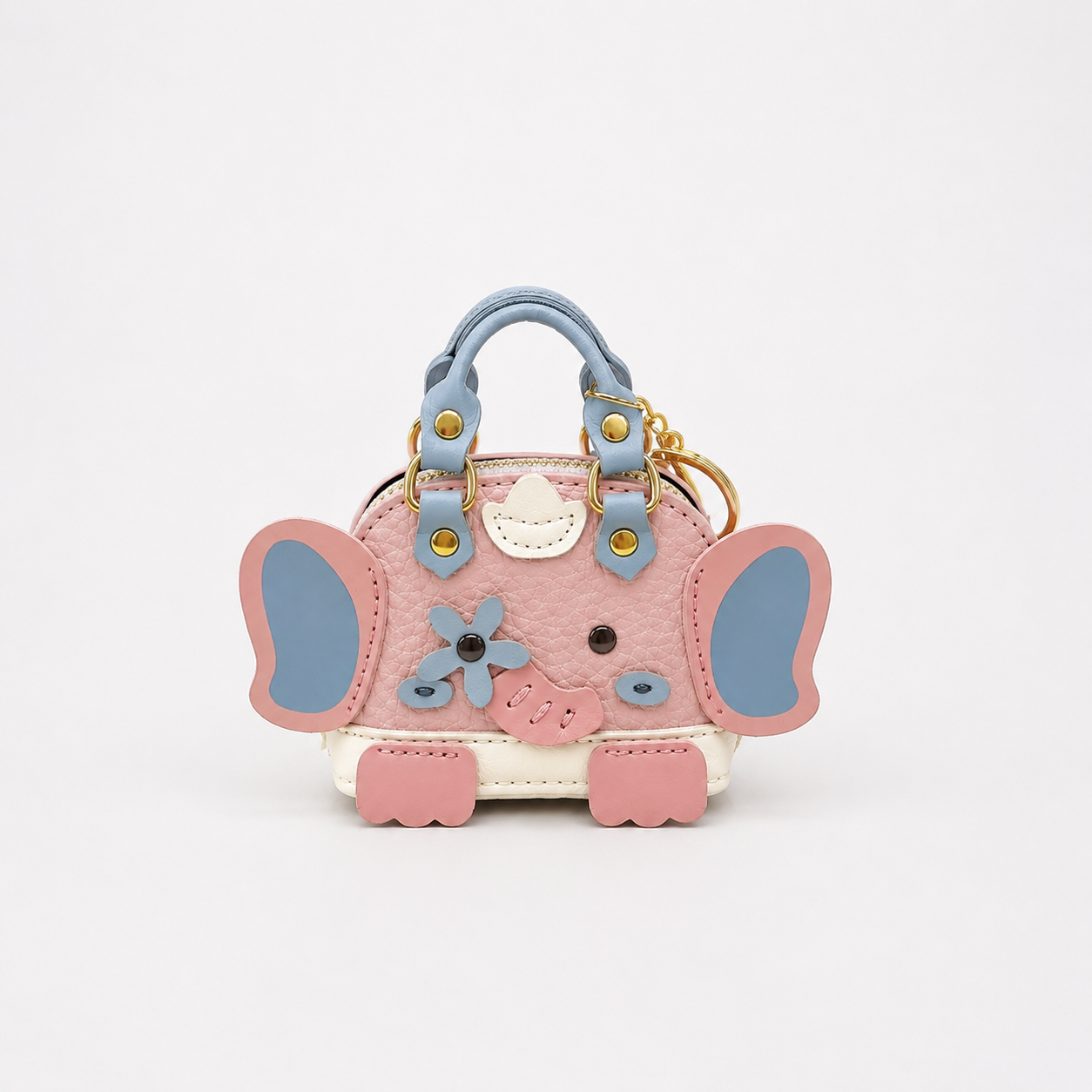 Elephant Bag Charm Keychain Colorful Faux Leather Mini Purse Pendant for Handbags & Backpacks