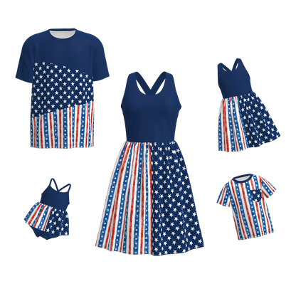 July 4th Family Kit Navy Red Stripes Star Clothes