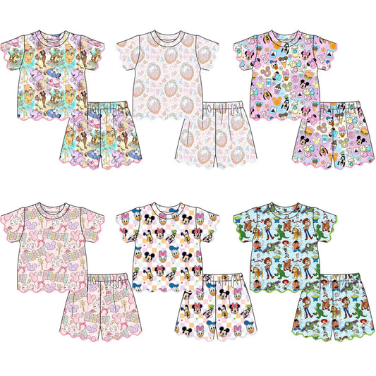 Summer Character Fashion Soft Scallop Trim Short Set