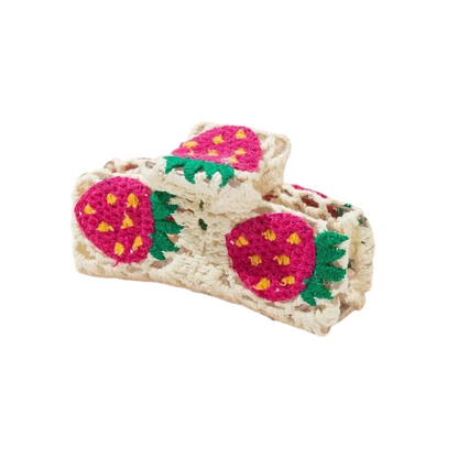 Crochet Flower Hair Claw Clip Strawberry Daisy Cottagecore Style Hair Accessory