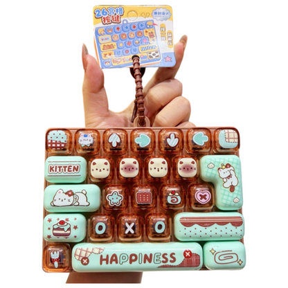 Transparent Dual-Color 26-Key Fidget Keyboard Keychain – Clicky Stress Relief Toy