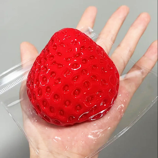 Realistic Strawberry Squishy Toy, Silicone-Like Stress Relief Squeeze Fidget Toy