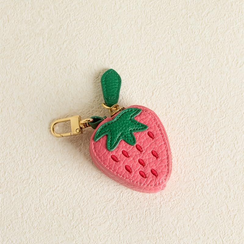 PU Leather Fruit-Shaped Mini Coin Pouch – Zipper Wallet Bag Charm