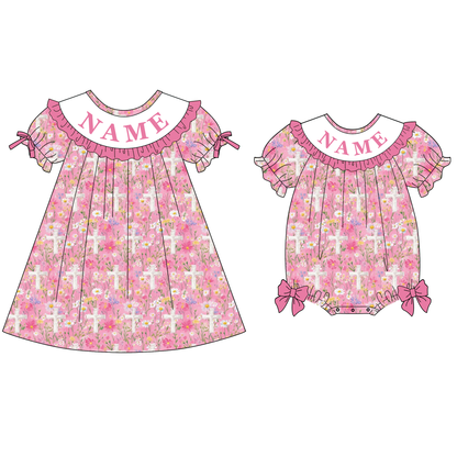 Spring Easter Floral Custom Name Embroidery Smock Outfits