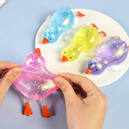 Cartoon Sequin Duck Squishy Toy Slow Rising Stress Relief Squeeze Toy