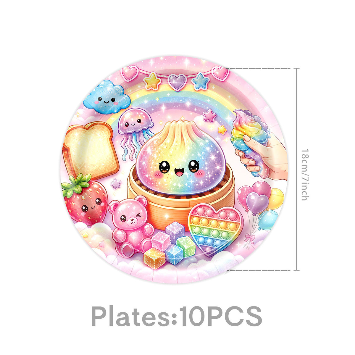 Kawaii Squishy Toy Themed Birthday Party Supplies – Cute Cartoon Paper Plates, Cups, Napkins, Tablecloth & Decorations