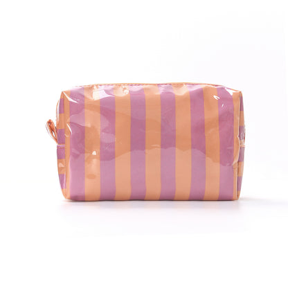 Waterproof Clear Striped Striped Makeup Pouch Travel Toiletry Bag
