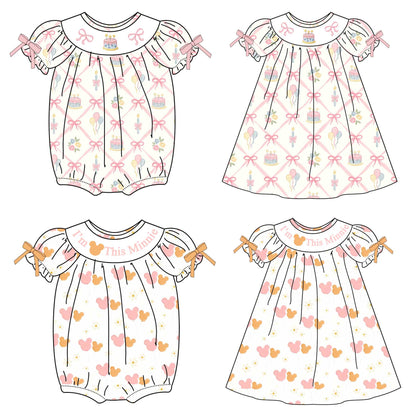 Birthday Girl Smocked Embroidered Gift Bow Minnie Collection