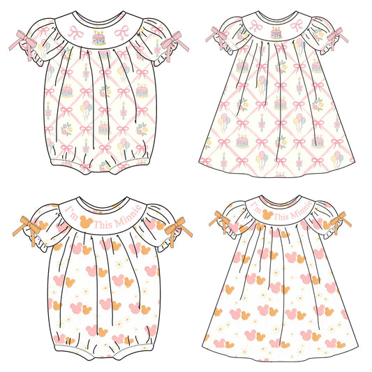 Birthday Girl Smocked Embroidered Gift Bow Minnie Collection