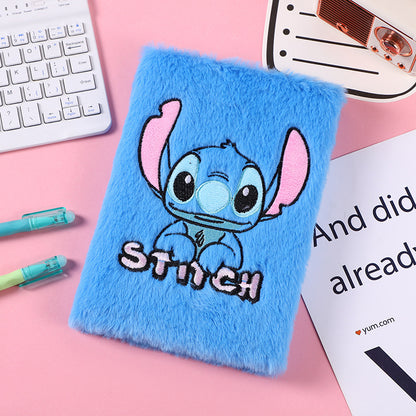 Cat Embroidery Plush Notebook Candy Color Diary for Kids Students & Office Notes