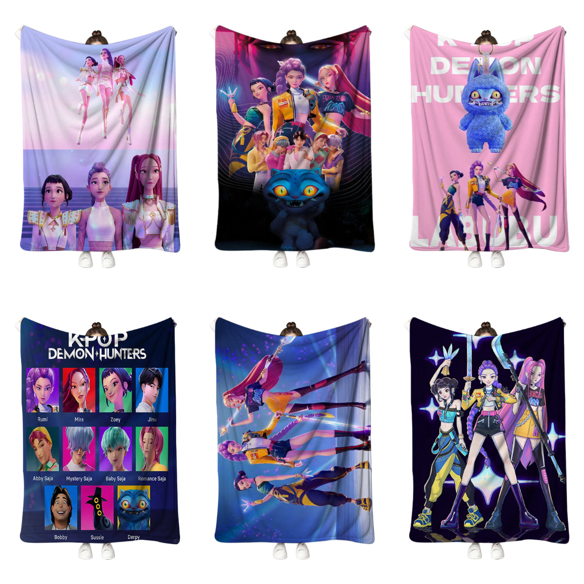 Kpop Demon Hunters Plush Throw Blanket, Flannel Nap Blanket for Sofa or Bed