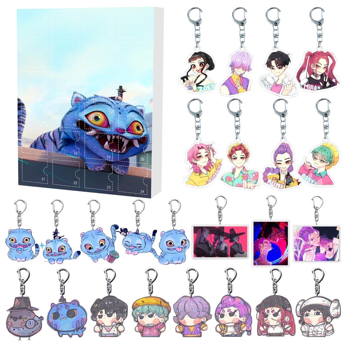 KPOP Demon Hunter Girl Group Advent Calendar – 24pcs Blind Box Acrylic Keychain Set