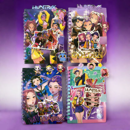 K-Pop Demon Hunters A5 Spiral Notebook with Snap Closure, School & Office Stationery