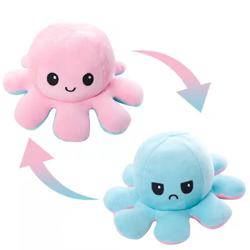 Reversible Octopus Plush Toy – Double-Sided Mood & Emotion Stuffed Animal