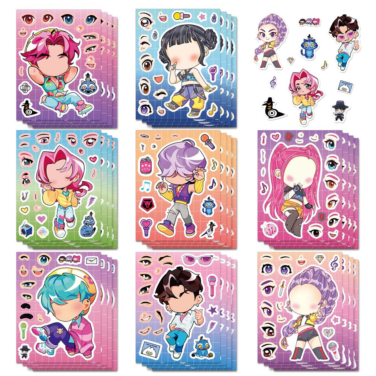 K-Pop Demon Hunters “Make a Face” Puzzle Stickers Set DIY Waterproof Reusable Craft Stickers