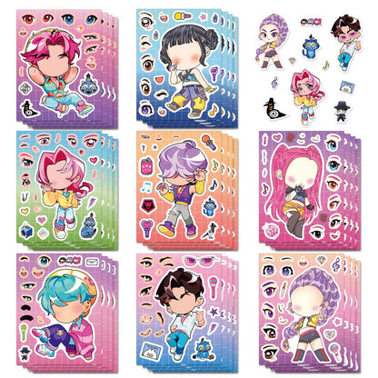 K-Pop Demon Hunters “Make a Face” Puzzle Stickers Set DIY Waterproof Reusable Craft Stickers