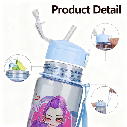 K-POP Demon Hunter Children’s Straw Water Cup Portable Plastic Drinking Bottle 24Oz
