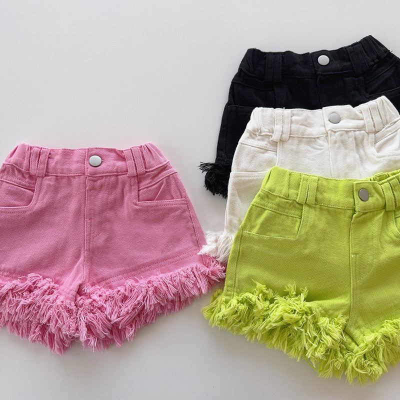 Girls Summer Shorts Loose Frayed Denim Casual Boho Style