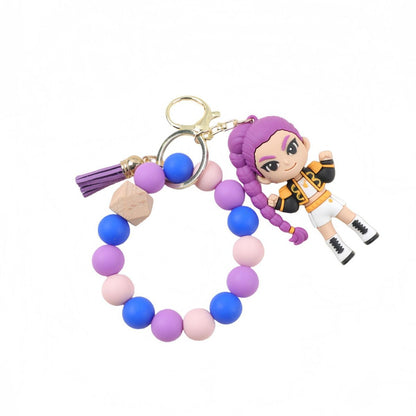 K-Pop Demon Girl–Inspired Silicone Beaded Keychain & Bracelet Charm