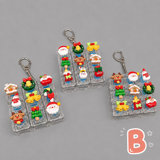 Christmas Fidget 9-Key Pressing Stress Relief Keychain with Cute Holiday Charms