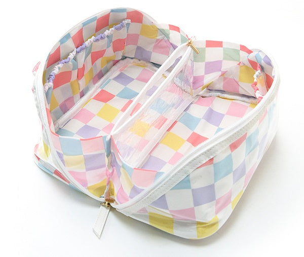 PVC Striped Waterproof Transparent Cosmetic Bag Makeup Travel Toiletry Organizer