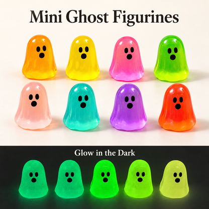 Mini Glow-in-the-Dark Ghost Figurines – Resin Halloween Tabletop Decor & Party Supplies
