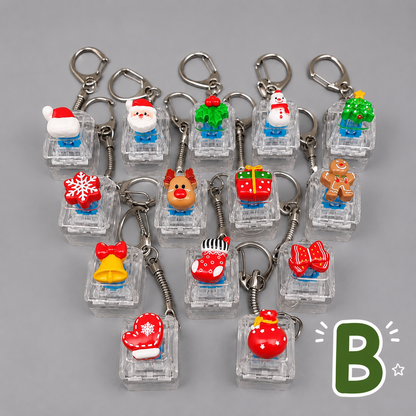 Christmas Fidget 1-Key Pressing Stress Relief Keychain with Cute Holiday Charms